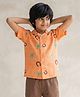 Tales & Stories Cotton Woven Half Sleeves Leaves Printed Checked Shirt - Orange