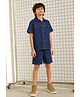 Tales & Stories Denim Half Sleeves Story Text Embroidered Shirt & Shorts Set - Blue