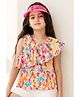 Tales & Stories Rayon Woven Sleeveless Lobster Printed Top - Peach