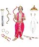 Kaku Fancy Dresses Shri Ram Fancy Dress Costume With Dhanush Teer Tarkash Wrist Braces Earrings & Mala - Magenta