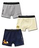Button Bear Cotton Knit Pack Of 3 Garfield Featuring Character Printed Trunks - Grey Light Yellow & Navy Blue