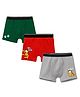 Button Bear Cotton Knit Pack Of 3 Garfield Featuring Character Printed Trunks - Green Red & Grey