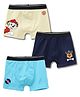 Button Bear Cotton Knit Pack Of 3 Paw Patrol Featuring Character Printed Trunks - Light Yellow Navy Blue & Blue