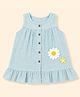 A Toddler Thing Cotton Woven Sleeveless Floral Applique Detailed Dress - Blue