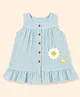 A Toddler Thing Cotton Woven Sleeveless Floral Applique Detailed Dress - Blue