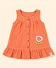 A Toddler Thing Cotton Woven Sleeveless Floral Applique Detailed Dress - Orange