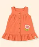 A Toddler Thing Cotton Woven Sleeveless Floral Applique Detailed Dress - Orange