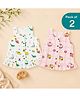 A Toddler Thing Cotton Woven Pack Of 2 Sleeveless Sweets & Dinosaurs Printed Dress - Pink