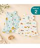 A Toddler Thing Cotton Woven Pack Of 2 Sleeveless Aeroplane & Hippopotamus Printed Dress - Blue