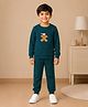 Mi Arcus Knit Full Sleeves Gingerbread Patch Detailed Sweatshirt & Pajama Set - Green
