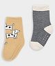 Mi Arcus Knit Pack Of 2 Puppy Designed & Striper Socks - Tan & White