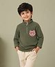 Mi Arcus Knit Full Sleeves Bear Patch Detailed Tee - Green