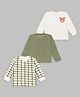 Mi Arcus Knit Pack Of 3 Full Sleeves Bear Printed & Checked Thermals - White & Green