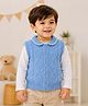 Mi Arcus 100% Cotton Knit Sleeveless Cable Designed Sweater - Blue