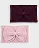 Mi Arcus 100% Cotton Knit Set Of 2 Bow Applique Detailed Headbands - Pink & Maroon