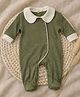 A Toddler Thing Cotton Knit Full Sleeves Solid Footed Sleepsuit - Green