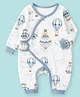 A Toddler Thing Cotton Knit Full Sleeves Hot Air Balloon Printed Romper - White & Blue