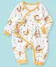 A Toddler Thing Cotton Knit Full Sleeves Monkey Printed Romper - White