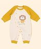 A Toddler Thing Cotton Knit Full Sleeves Cartoon Lion Printed Romper - Yellow & White