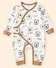 A Toddler Thing Cotton Knit Full Sleeves Bear Printed Romper - White