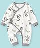 A Toddler Thing Cotton Knit Full Sleeves Zebra Printed Romper - White
