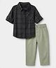 Babyhug 100% Cotton Woven Full Sleeves Shirt and Pant with Checks - Olive Green