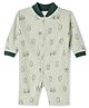 Junior Star Full Sleeves Avocado Printed Romper - White & Green