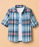 Pine Kids 100% Cotton Woven Full Sleeves Shirt and Tank Top with It' Vacay Time Print in Light/Sky Blue