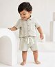 Pattuti Seer Sucker Woven Half Sleeves Checked Coordinating Shirt & Shorts Set - Light Green