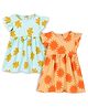 The Boo Boo Club Cotton Woven Pack Of 2 Frill Sleeves Floral Printed Bow Applique Detailed Dresses - Multi Colour