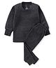 The Boo Boo Club Cotton Woven Full Sleeves Ribbed Thermal Tee & Pants Set - Black