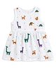 The Boo Boo Club Muslin Woven Sleeveless Animals Printed Dress - White