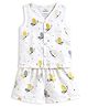 The Boo Boo Club Muslin Woven Sleeveless Butterfly Printed Coordinating Jhabla & Shorts Set - White