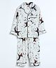 Cocoon Care Bamboo Knit Full Sleeves Space Theme & Bear Printed Coordinating Shirt & Pant Night Suit - White