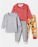 Junior Star Pack Of 2 Full Sleeves Striped & Solid Tee & Pants Set - Light Grey & Red