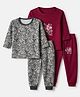 Junior Star Pack Of 2 Full Sleeves Floral & Butterfly Printed Tee & Pants Set - Grey & Maroon