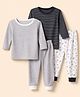 Junior Star Pack Of 2 Full Sleeves Striped & Polka Dots Printed Tee & Pants Set - Grey & Black