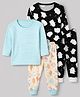 Junior Star Pack Of 2 Full Sleeves Striped & Poltergeist Printed Tee & Pants Set - Black & Sky Blue