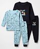 Junior Star Pack Of 2 Full Sleeves Fishing Bear & Dinosaur Printed Tee & Pants Set - Black & Blue