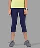 TWIN BRIDS Cotton Blend Knit Solid Capri Leggings - Navy Blue