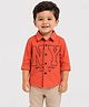 Spool Junior Cotton Woven Full Sleeves Typography Printed Shirt - Red