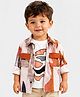 Spool Junior Cotton Blend Woven Full Sleeves Abstract Printed Shirt With Abstract Designed Tee - Multi Colour