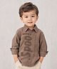 Spool Junior Cotton Blend Woven Full Sleeves Spool Text Printed Shirt - Brown