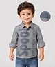 Spool Junior Cotton Blend Woven Full Sleeves Spool Text Printed Shirt - Grey