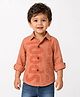 Spool Junior Cotton Blend Woven Full Sleeves Spool Text Printed Shirt - Orange