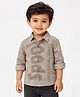 Spool Junior Cotton Blend Woven Full Sleeves Spool Text Printed Shirt - Light Grey