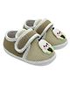 PURESOLE Cartoon Applique Detailed Velcro Closure Anti Slip Booties - Brown