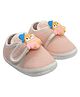 PURESOLE Bird Applique Detailed Velcro Closure Anti Slip Booties - Peach