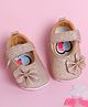 PURESOLE Bow Applique Detailed Glittered Velcro Closure Anti Slip Booties - Golden