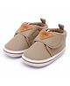 PURESOLE Patch Detailed Velcro Closure Booties - Beige
